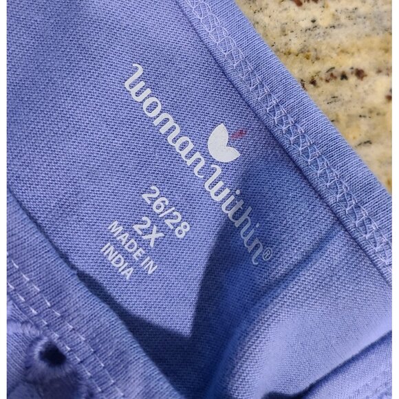 New? Lot of 2 Plus Size 26/28 Woman Within Stretch Shirt Short Sleeve Eyelet Tie - Picture 13 of 14